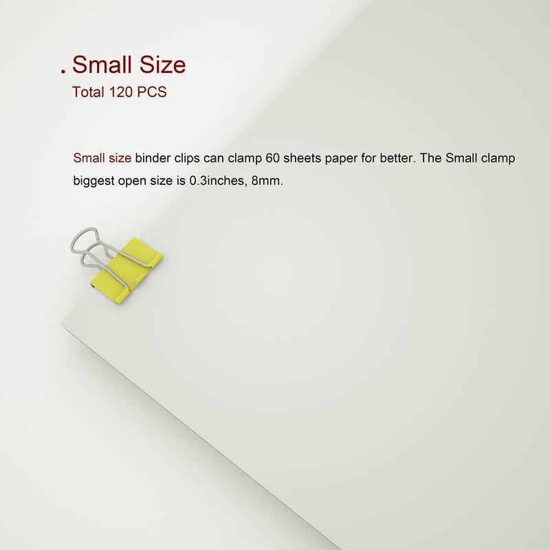 Nctinystore Binder Clips Small Metal Clamp - 3/4 in (0.75 inch)(Small, Yellow, 120 Count) - Image 5